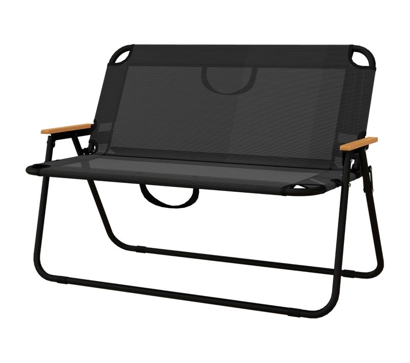 Chaise De Camping Double 108x65x73 Cm Avec Structure En Acier Noir