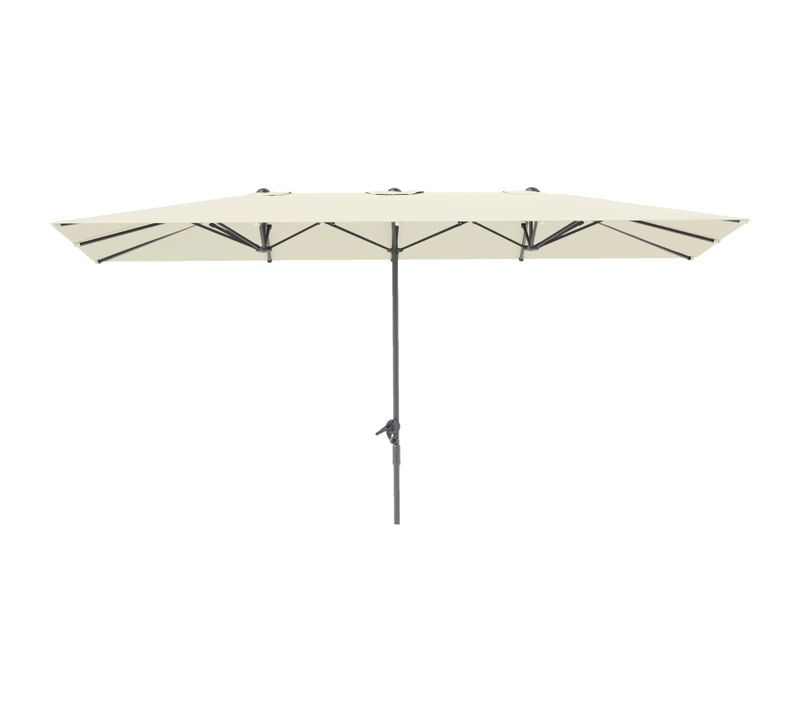 Parasol Double 451x264 Cm Avec Mât En Aluminium Crème