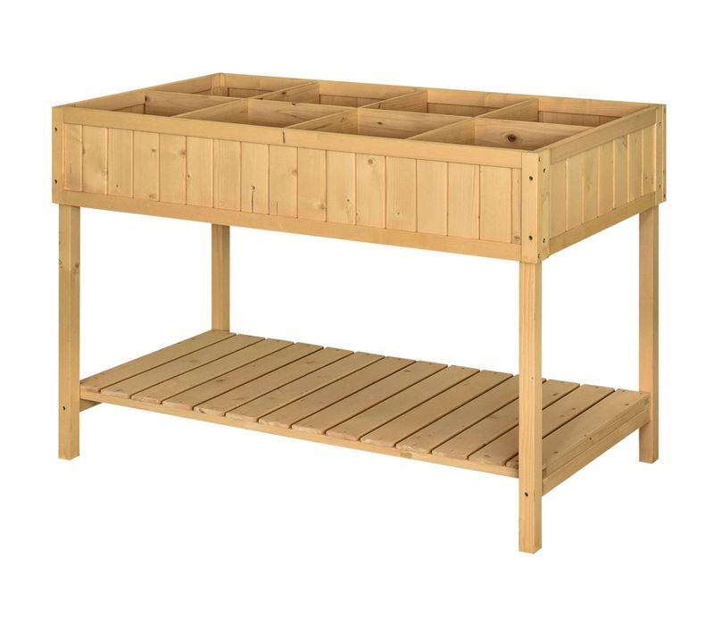 Carré Potager Surélevé 120x60 Cm Avec Structure En Bois Naturel