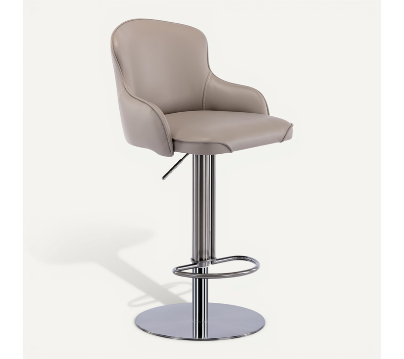 Tabouret De Bar Gris Pivotant Réglable En Hauteur Avec Dossier