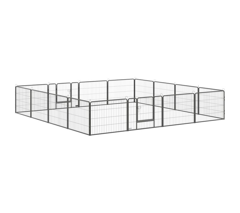 Parc Pour Animaux Gris 16 Panneaux 80 X 60 Cm Modulable Intérieur/extérieur