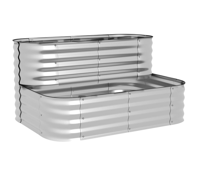 Étagère à Fleurs En Métal Argenté 118x45x30 Cm Pour Jardin Et Balcon, Robuste Et Élégante