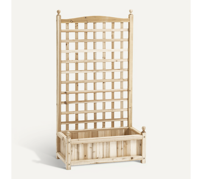 Bac à Plantes 64x28x120 Cm Avec Treillis En Bois Coloris Bois Naturel