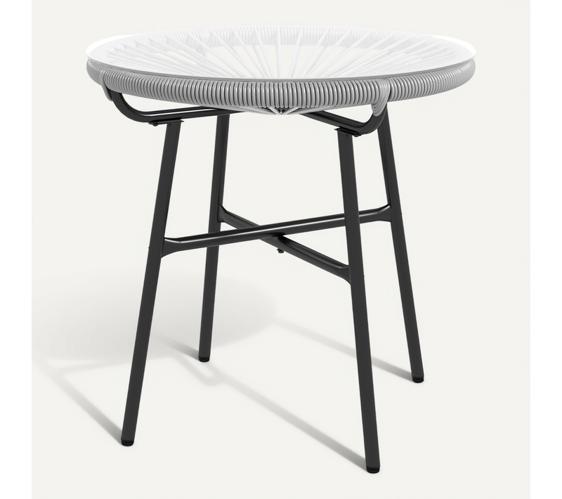 Table D’appoint 50x50x50 Cm Avec Plateau En Verre Trempé Style Boho