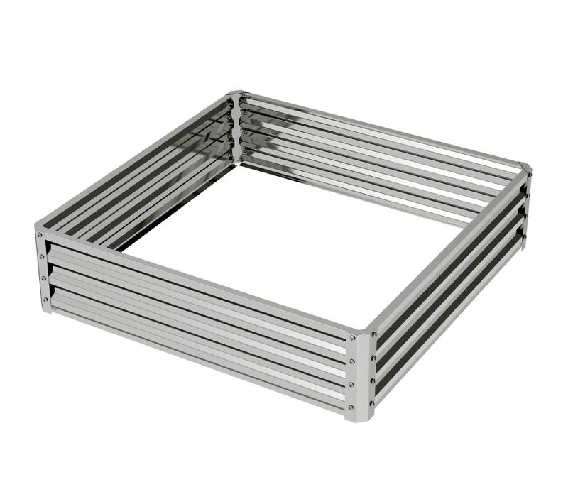 Carré Potager 120x120x30 Cm Avec Structure En Acier Galvanisé Argenté