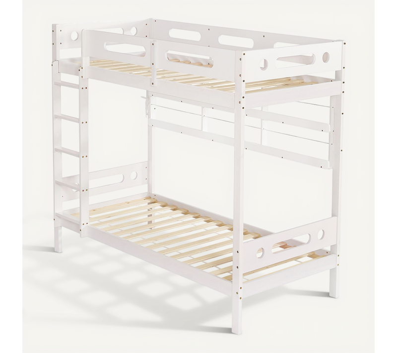 Lit Superposé 90x200 Cm Avec Structure En Bois Massif Et Mdf Bicolore