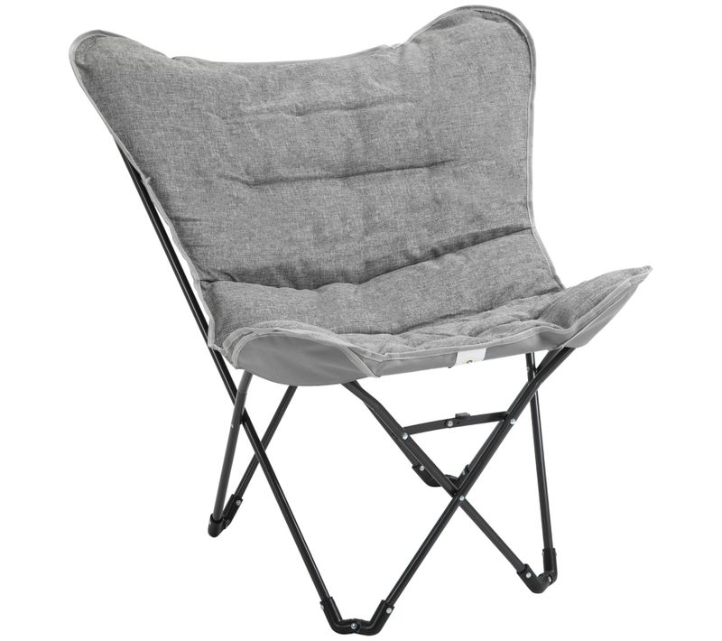 Chaise De Camping Pliante 120 Kg Avec Structure En Acier Gris Clair