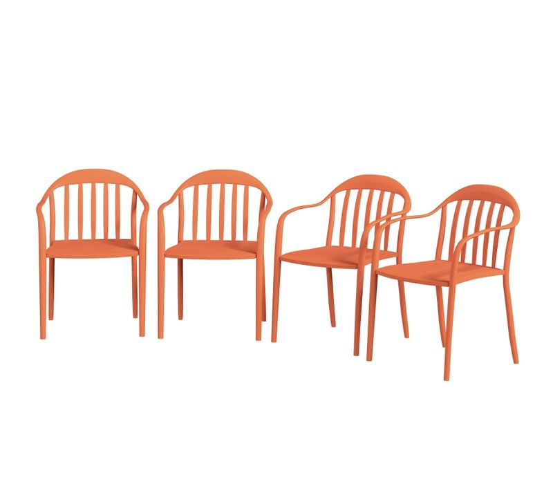 Lot De 4 Chaises De Jardin 57x54x78 Cm En Plastique Empilables Rouge