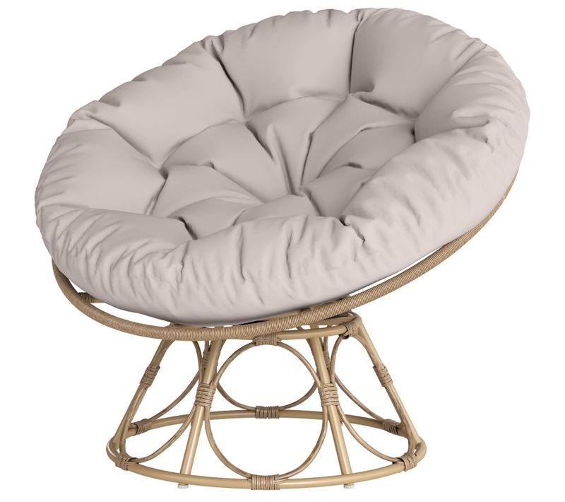 Fauteuil Papasan D.90 Cm Avec Base Pivotante 360° En Acier, Gris Clair