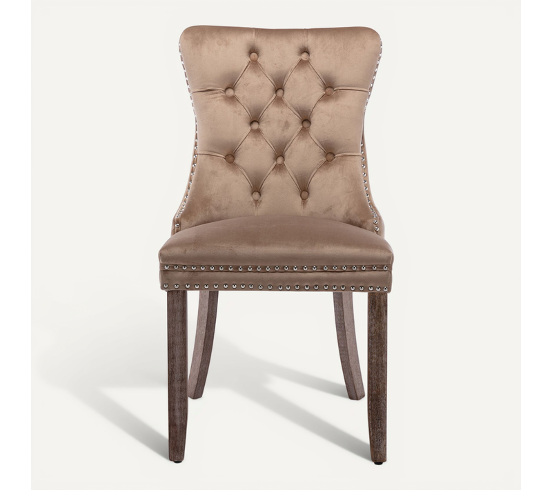Chaise De Salle à Manger Kaki En Velours Avec Dossier Haut