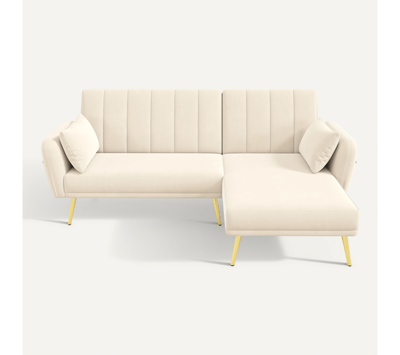 Canapé D'angle Beige Convertible 191,5 X 130,5 Cm Pour Salon
