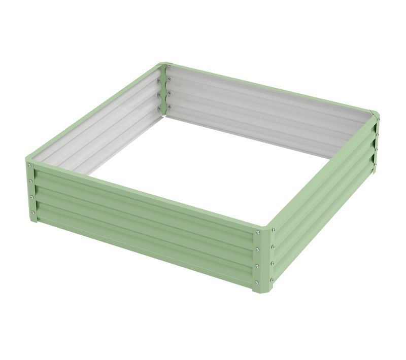 Carré Potager 120x120x30 Cm Avec Structure En Acier Vert
