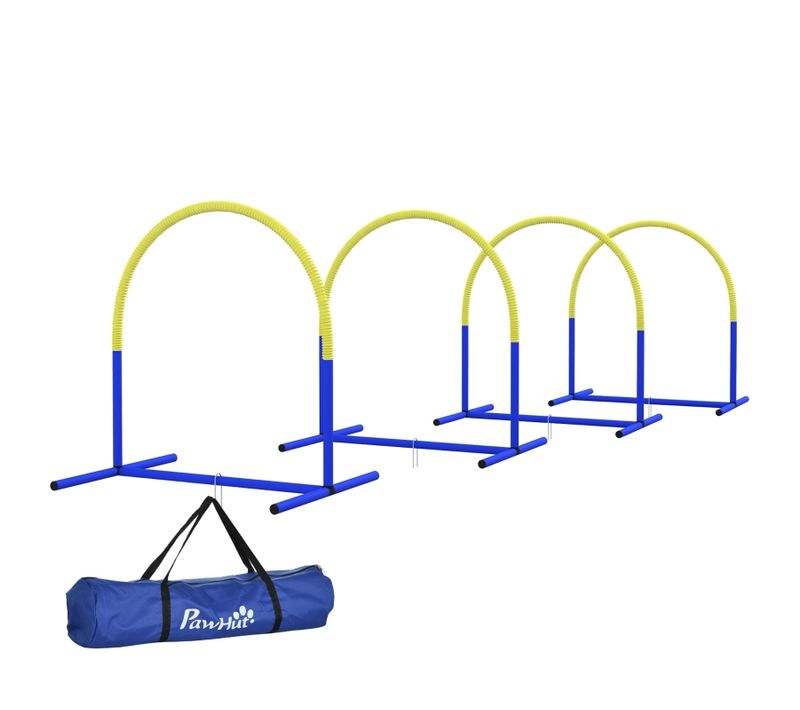 Set D’agility Bleu 4 Arceaux 88 X 64 X 95 Cm Pour Entraînement Du Chien