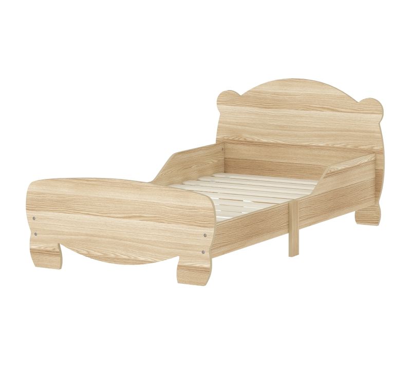 Lit Simple Enfant 70x140 Cm Avec Structure En Bois Naturel Design Ours