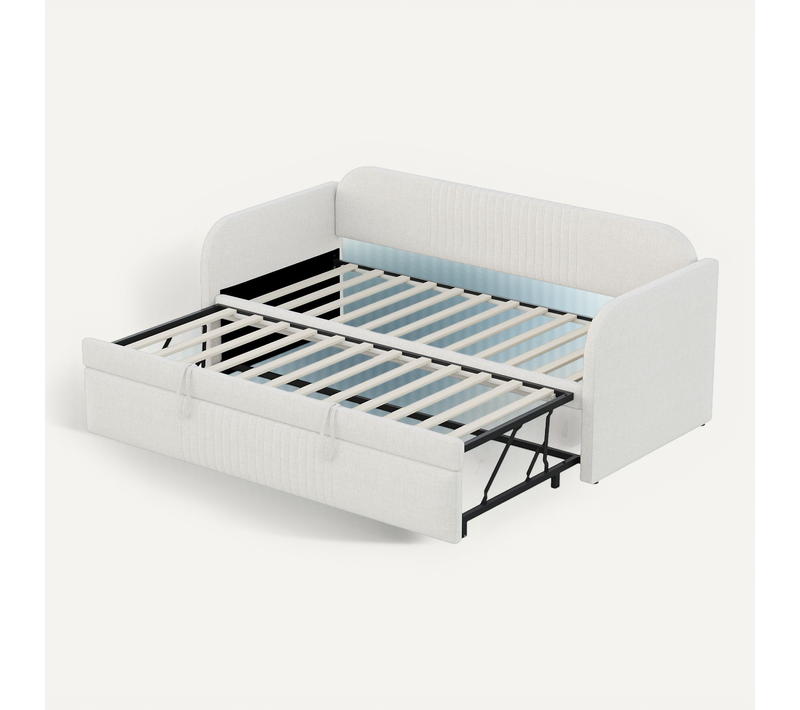 Canapé-lit Rembourré Beige 90/180x190 Cm Avec Sommier à Lattes Pour Salon