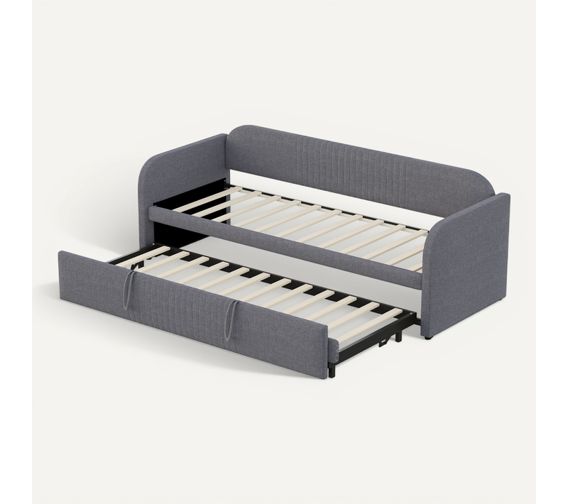 Canapé-lit Convertible Rembourré Gris 90/180 X 190 Cm Pour Salon Ou Chambre D'amis