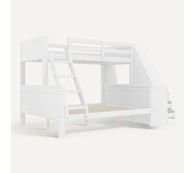 Lit Superposé 90x200/140x200 Cm Avec Bureau Intégré Blanc