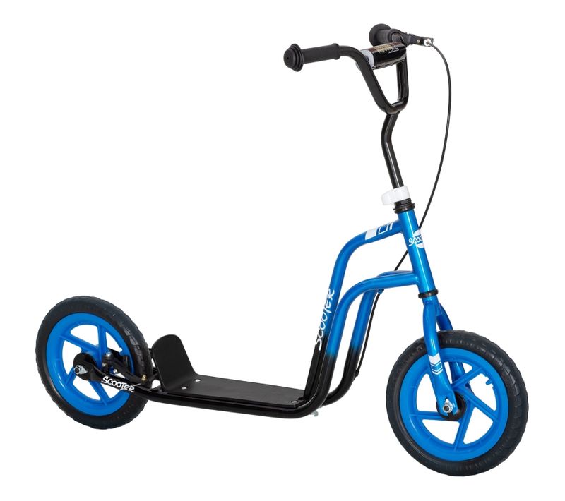 Trottinette Enfant Bleue, Guidon Réglable 80-88 Cm, Roues 12" Eva, 5-12 Ans