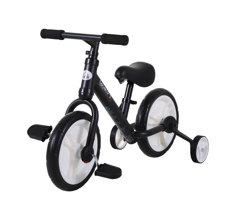 Vélo D'équilibre Noir Siège Réglable 33-38 Cm Évolutif Enfant