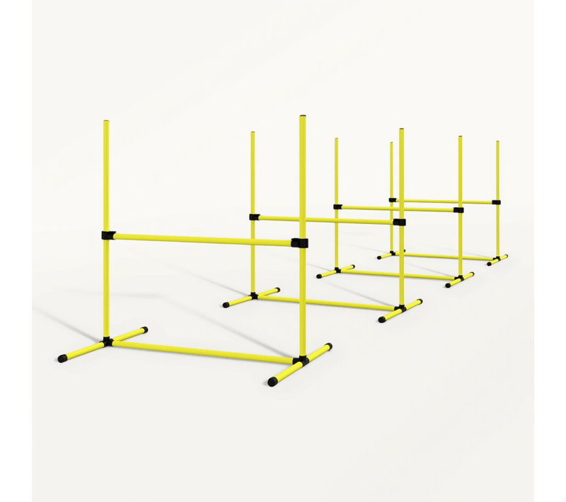 Set D'agility Pour Chien Jaune Avec 4 Haies Réglables Et Sac De Transport