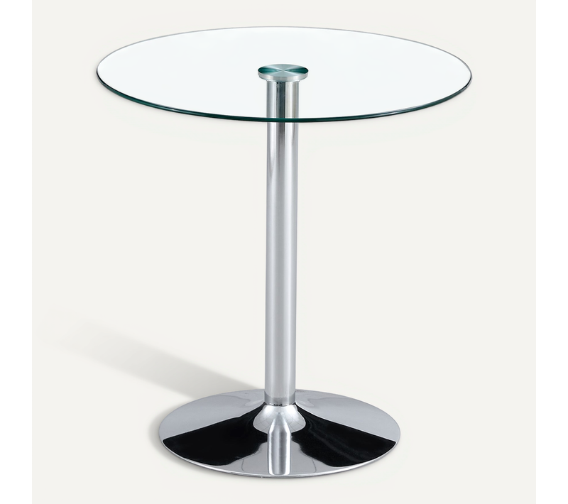 Table De Bar Verre Transparent Et Argentée D.89 X H92 Cm Pour Intérieur