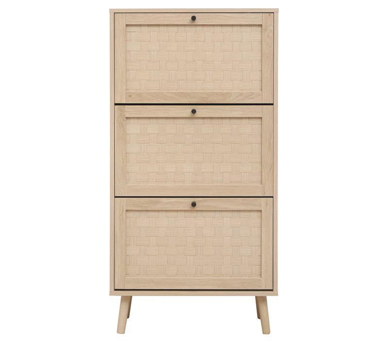 Meuble à Chaussures 60×24×121 Cm, Style Bohème En Ton Naturel Avec Design Croisé, Idéal Pour Entrée