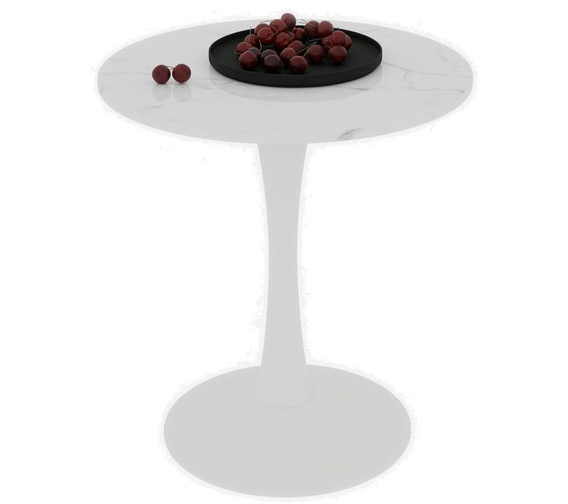 Table D’appoint Blanche Effet Marbre Design Rond Pour Salon Et Salle à Manger