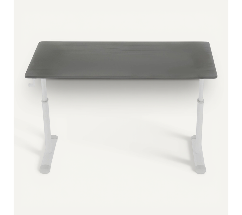 Bureau Réglable Manuel En Métal Et Bois Gris, Hauteur Ajustable Par Manivelle, Double Colonne