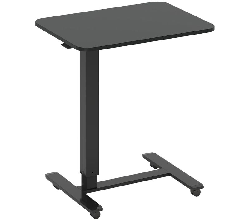 Bureau Assis-debout Mobile 65x48x73-110 Cm Noir, Plateau Bois Et Structure Acier, Roulettes