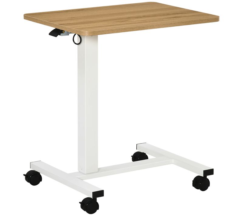 Bureau Assis-debout Mobile 65x48 Cm, Hauteur 70-110 Cm, Plateau Coloris Naturel En Panneau Bois