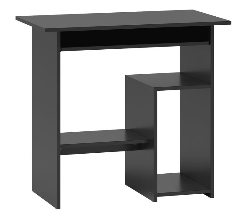 Bureau Compact 80 X 45 X 75 Cm Noir – PC Avec Tiroir Clavier Coulissant Et Étagères