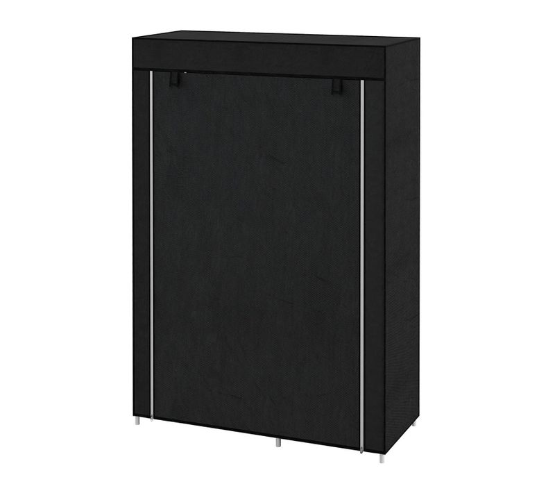 Armoire Textile 103x43x162,5 Cm Noire, 1 Tringle Et 6 étagères, Housse Non-tissée, Cadre Acier
