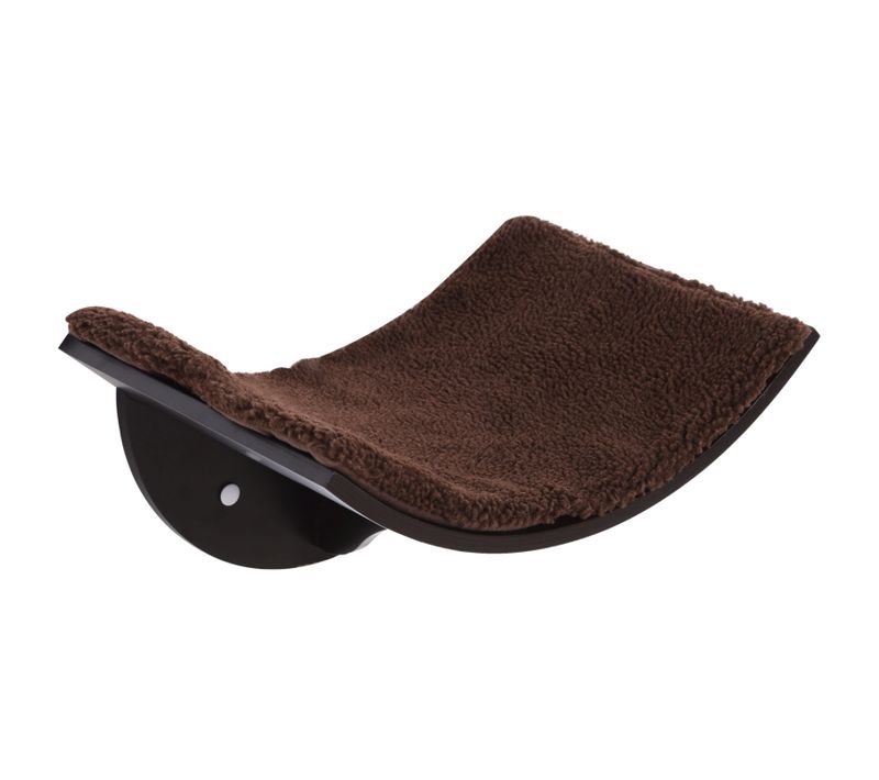 Étagère Murale Chat 41x28x21 Cm Mdf Marron, Design Courbé Avec Surface Polaire, Charge 10 Kg