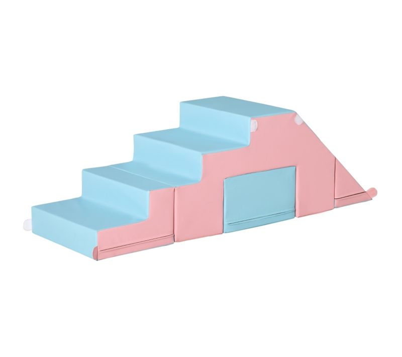 Jeux De Construction D'éveil 86x49x47 Cm En Mousse Et Simili Cuir Rose — Escalier, Tunne
