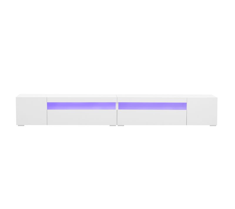Meuble TV Moderne Blanc,panneau Lumineux,éclairage LED Variable,240 Cm (panneau Brillant,non Laqué)