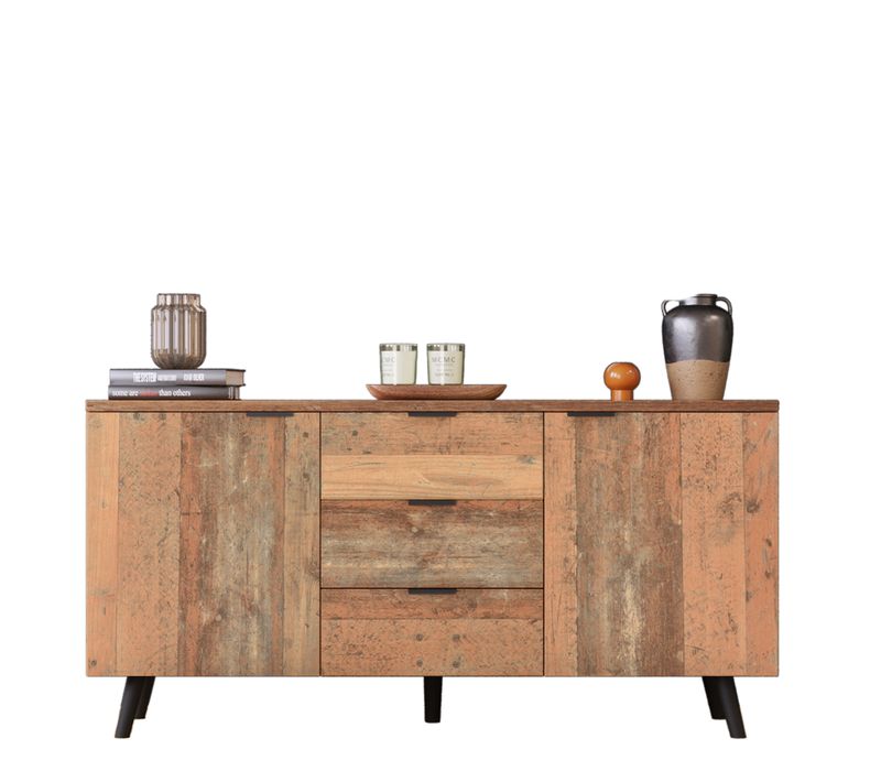 Buffet 140x35x70 Cm Bois Vieilli Brun Antique, Panneaux Particules, Étagères Amovibles Réglables