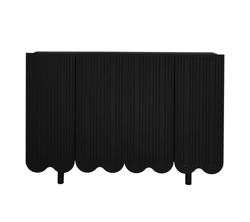 Buffet Goutte, Portes Sculptées Et Charnières Amorties, Meuble Élégant Pour Salon Ou Salle