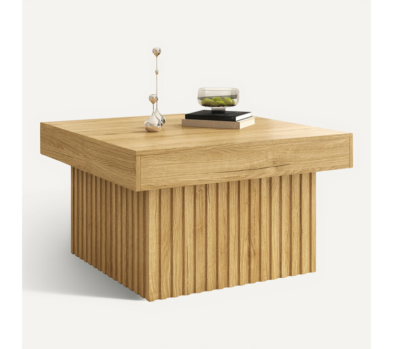 Table Basse Bois Pb Mdf 79x79x46 Cm, Moderne, Robuste Et Polyvalente Pour Salon Ou Bureau