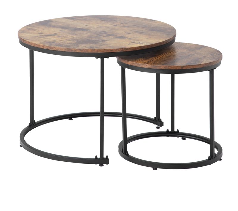 Table Basse Gigogne Ronde Lot De 2 Tables Imbriquées Design Moderne Pour Salon