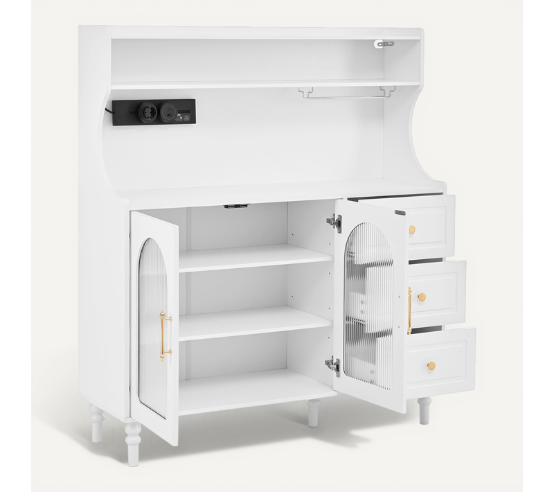 Buffet De Cuisine 120 Cm Avec étagères Réglables Et Tiroirs Blanc