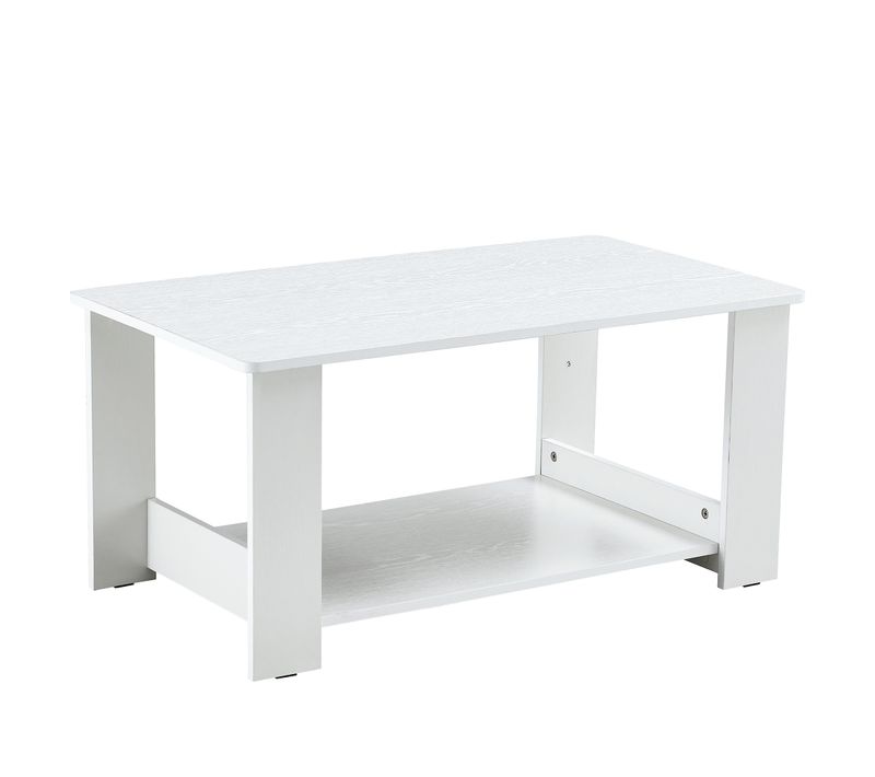 Table Basse 90x50 Cm Avec Étagère Ouverte Blanche