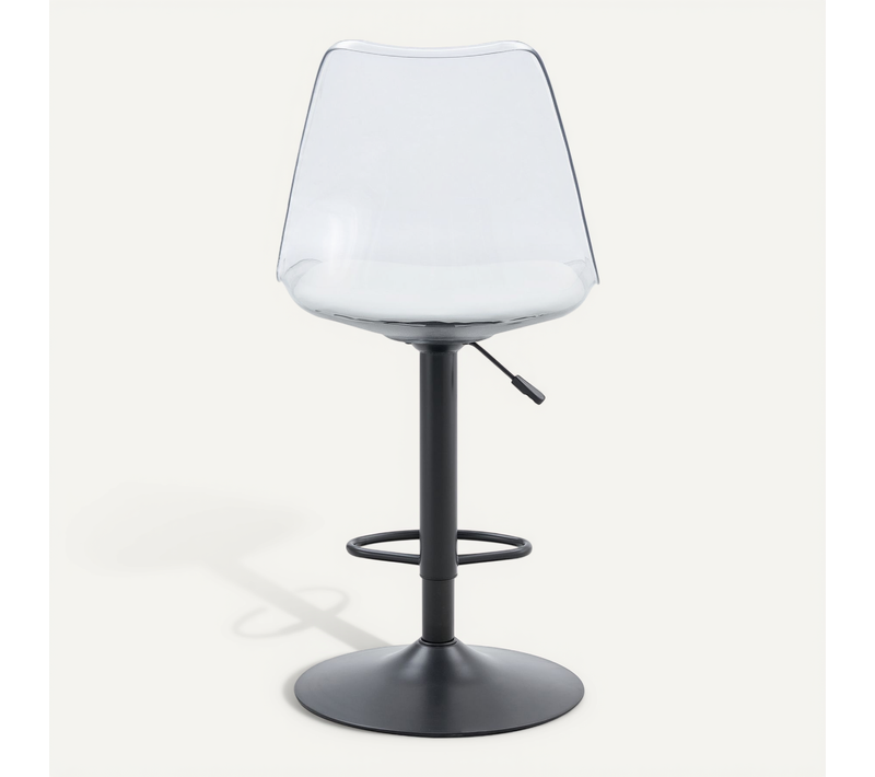 Tabouret De Bar Transparent Noir Réglable 60-80 Cm Pour Cuisine Et Bar