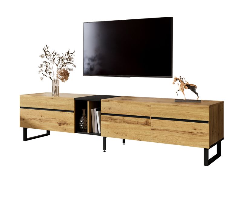 Meuble TV 180 Cm Avec Rangement Fermé Finition Bois