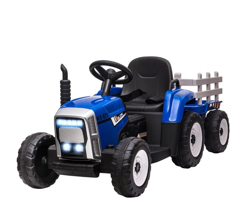 Tracteur électrique Enfant Bleu Avec Remorque Amovible, 136,5 X 50 X 52,5 Cm