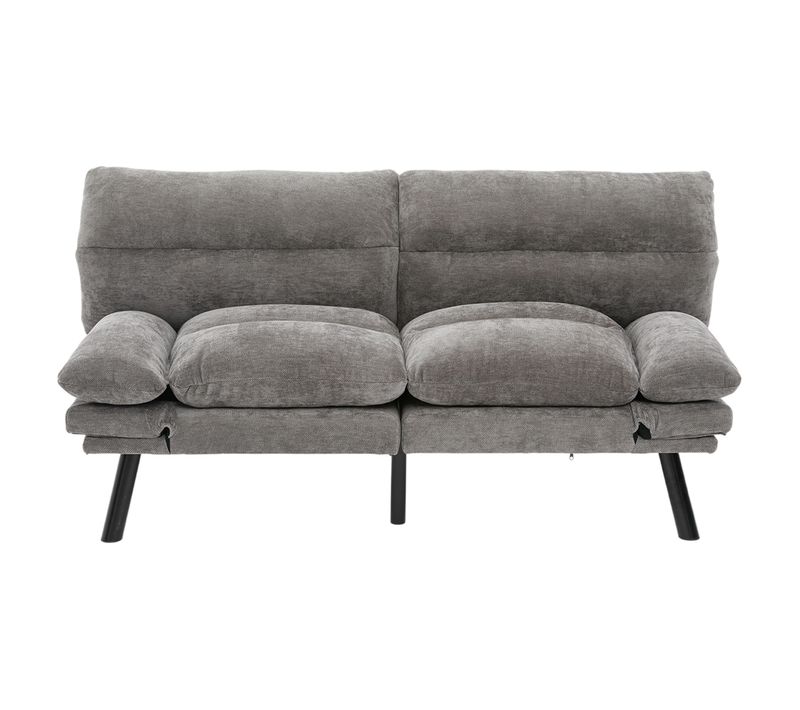 Canapé-lit 165x90 Cm-Canapé-canapé-lit En Chenille Gris Foncé, Dossier Et Accoudoirs Réglables