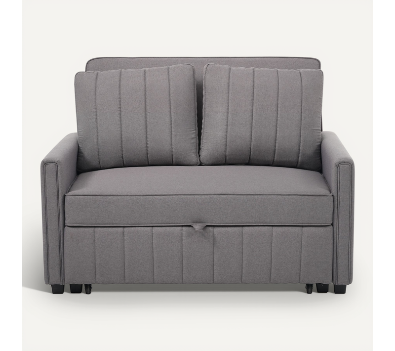 Canapé Convertible 180x110 Cm Transformable En Assise, Lin-coton Gris Antique