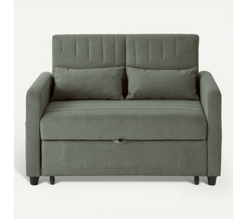 Canapé Convertible 166x95 Cm Tissu Coton-lin Vert Army