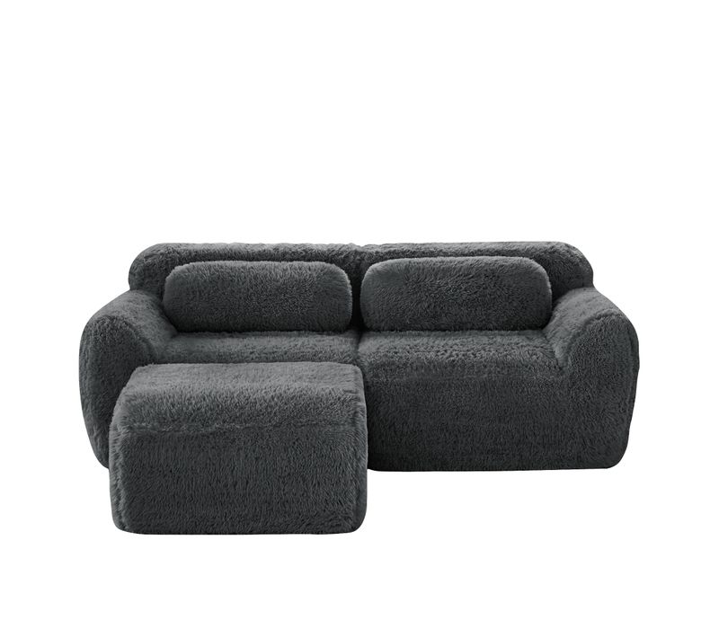 Canapé D'angle Modulable Gris 2 Places Pour Petit Salon