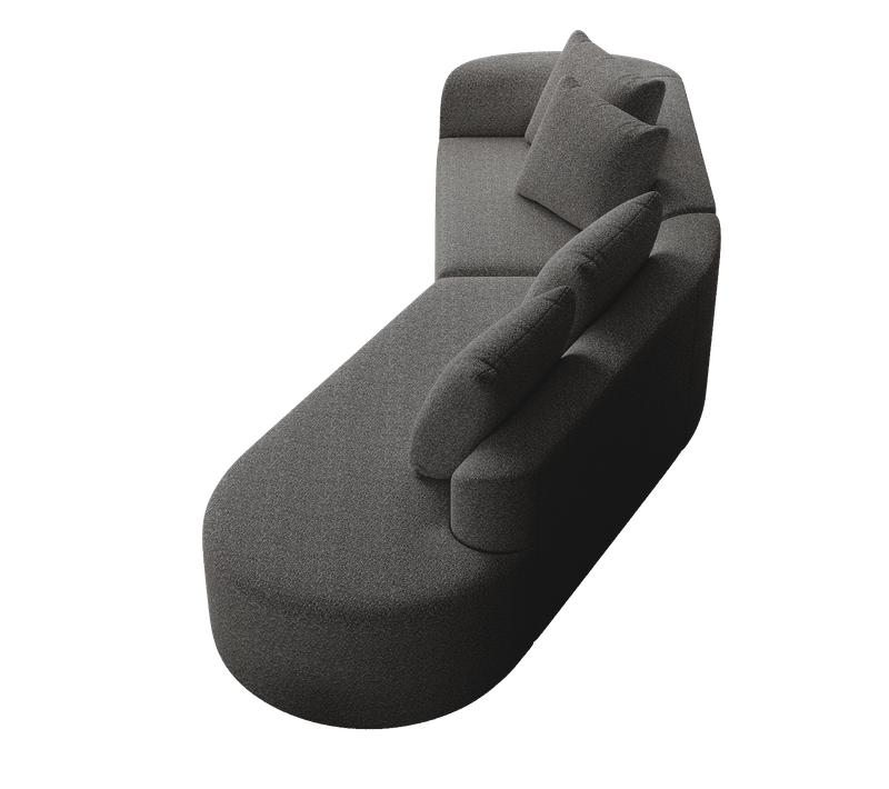 Canapé Compressé 4 Places En Chenille Gris Foncé,assise Extra Profonde,dossier Courbé Style Moderne