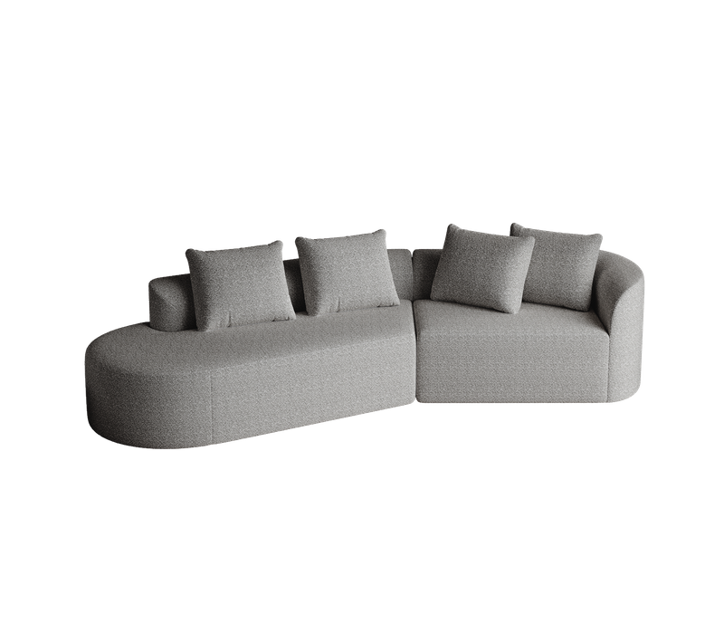 Canapé Compressé En Chenille Gris Clair,assise Extra Profonde,design Courbé Moderne,4 Coussins